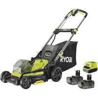 Ryobi - Skjutstartsläggare 18V Borstlös - Klippdiameter 40 cm - insamling och mulching - 2 batterier 18V 4,0 Ah & laddare - RY18LMX40C-240