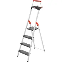 Hailo L100 TOPLINE 8050-407 Aluminium Klappstege med trappsteg inkl. verktygsbricka Arbetshöjd (max.): 2.85 m Silver, Svart, Röd EN 131 5.4 kg