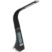 Eglo COGNOLI LED-bordlampa i svart med touch på/av och display för datum, klockslag och temperatur