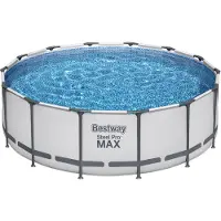 Bestway 5612X, 15232 L, Inramad pool, Vuxen &amp barn, Stege, Grå, Vit, 54 kg, Diameter 427 cm, Höjd 122 cm