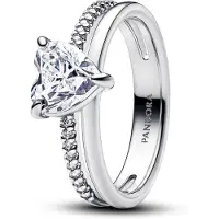 Pandora Classic Stone Double band hjärtring 193100C01-50