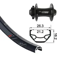 Xlc Black Rock Front Wheel 26x1.9" XLC Disc 6-bolt TA 15mm svart 32H 2021 Framhjul till MTB