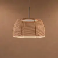 Bover Hänglampa Tanit, dimbar, Creme / bärnsten, Vardagsrum / matsal, Textil / tyger / siden, Design, Pendellampa