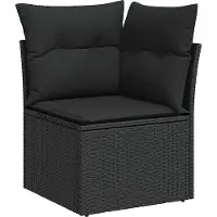 vidaXL Loungegrupp för trädgården m dynor 9 delar svart konstrottning