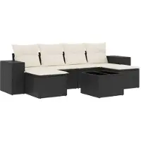 vidaXL Loungegrupp med dynor 6 delar svart konstrotting
