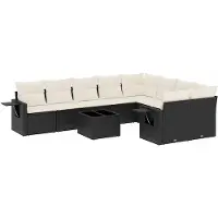 vidaXL Loungegrupp 10 delar med svarta dynor konstrotting