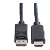 Roline DisplayPort Anslutningskabel DisplayPort-kontakt, HDMI-A-kontakt 3.00 m Svart 11.04.5782 Skärmad DisplayPort-kabel