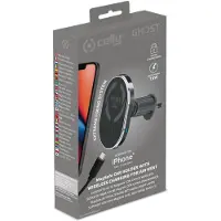 Celly Ghost Super - Magnetisk fordonshållare för mobiltelefon - MagSafe, med trådlös laddning - svart