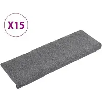 vidaXL Trappmattor självhäftande 15 st 65x21x4 cm ljusgrå rektangulär kant