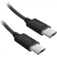 SBS TECABLETISSUETCK USB-C - USB-C 1,5m 60W flätad kabel - svart