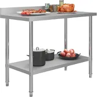 vidaXL Arbetsbord med stänkskydd 120x60x93 cm rostfritt stål