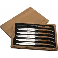 Laguiole En Aubrac steak knife set 6-pcs olive wood
