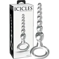 Icicles No. 67 - glasdildo med kulor - transparent