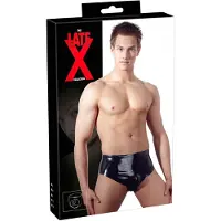 Late X herrkalsong med invändig konformad analdildo (svart)