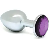 Rimba XS - metallbuttplugg med lila sten (silver)