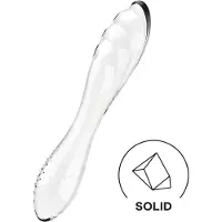 Satisfyer Dazzling Crystal 1 - dubbeländad glasdildo - transparent