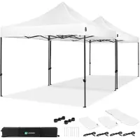 Vonroc Easy-Up Partytält – 6x3 m | Set inkl. 2x Partytält och 1x Kopplingskit – Vit