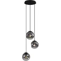 QAZQA Art Deco Pendellampa Svart med Rökglas 3-ljus - Douglass