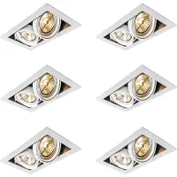 QAZQA Set med 6 infällda spotlights vita AR111 justerbara 2-ljus - Oneon