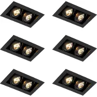 QAZQA Set med 6 moderna infällda spotlights svarta 2-ljus justerbara - Oneon 70