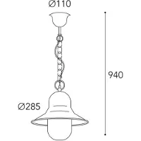 MORETTI Luce Utomhushänglampa Campanula 2094, antik mässing, Ø 29 cm, IP44 Campula dimbar, Brun / mässing, Mässing, Antik