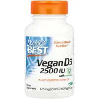 Doctors Best , Vegan D3 med Vitashine D3, 62,5 mcg (2 500 IU), 60 Veggie Kapslar