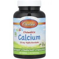 Carlson Labs Carlson, Barn, Smältbar Kalcium, Naturlig Vanilj, 250 mg, 60 Tabletter