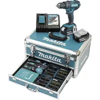 Makita DHP482RFX9 2-växel-Slagborrmaskin batteri inkl. 2x batterier, inkl. väska, inkl. Tillbehör, inkl. laddare