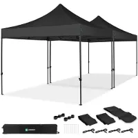 Vonroc Easy-Up Partytält – 6x3 m | Set inkl. 2x Partytält och 1x Kopplingskit – Svart