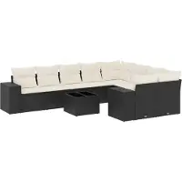 vidaXL Loungegrupp 10 delar med svarta dynor konstrotting