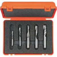 Cmt Fräs borrset downcut spiral; 1/4'' (6,35 mm) - 1/2'' (12,7 mm); 5 delars