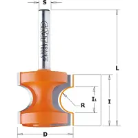 Cmt Avrundningsfräs ; S=1/2''; D=28,6 mm