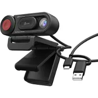J5CREATE JVU250 - Webbkamera - färg - 2 MP - 1920 x 1080 - ljud - USB 2.0 / USB-C - H.264, MJPEG, YUV2 - DC 5 V