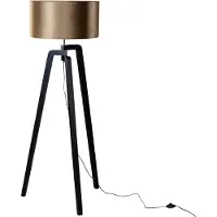 QAZQA Golvlampa svart med sammetskärm brons 50 cm - Puros