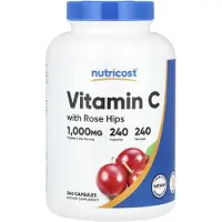 Nutricost , Vitamin C med Rosenskal, 1 000 mg, 240 Kapslar