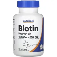 Nutricost , Biotin, Vitamin B7, 10 000 mcg, 150 mjuka kapslar
