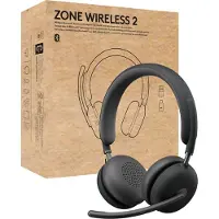 Logitech Zone Wireless 2 - Headset - på örat - Bluetooth - trådlös - aktiv brusradering - USB-C via Bluetooth-adapter - grafit - Certifierad för Mi...