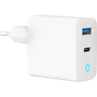 Gembird GaN USB-Laddare 65W med 1xUSB-C PD och 1xUSB QC3.0 - Vit