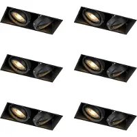 QAZQA Set med 6 infällda spotlights svart GU10 justerbar Trimless 2-ljus - Oneon