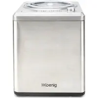 H.Koenig HF340 Maquina para Hacer Helados Caseros y Sorbetes Profesionales, con Compresor, 180 W, 2L, Preparacion 30 Min, Pantalla LCD, Ac Inoxidable