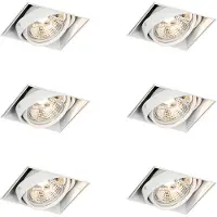 QAZQA Set med 6 infällda spotlights vit GU10 AR70 Trimless - Oneon