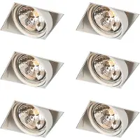 QAZQA Set med 6 infällda spotlights vita AR111 vridbara och lutningsbara trimless - Oneon