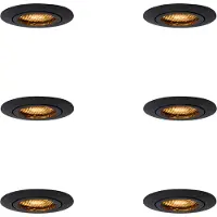 QAZQA Set med 6 infällda spotlights svart justerbara - Ude Honey