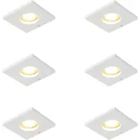 QAZQA Set med 6 moderna infällda spotlights för badrum vita - Doku