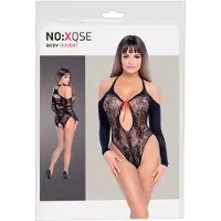 NO:XQSE - teddy body med rosett - lång ärm - svart (S-L)