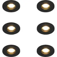 QAZQA Set med 6 moderna infällda spotlights för badrum, svarta - Shed