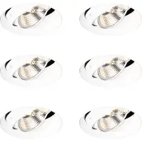 QAZQA Set med 6 moderna infällda spotlights vita GU10 AR111 runda trimless - Oneon