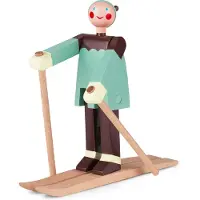 Kay bojesen Träfigur - Skidåkare boj - Pojke 16 cm - Grön - - One Size - Dekoration