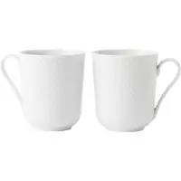 Lyngby Porcelæn Rhombe White Mug With Handle-33 Cl-set Of 2 Muggset