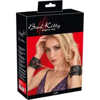 Bad Kitty - handbojor med kedja - svart/roséguld